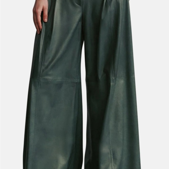New TWP DIDI PANT IN PAPER LEATHER SAGE Retails $1,800 - Picture 4 of 6